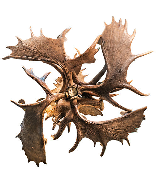 Meyda Lighting Antlers 64" 12-Light Mahogany Bronze Moose Chandelier