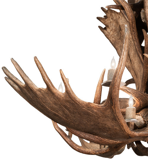 Meyda Lighting Antlers 64" 12-Light Mahogany Bronze Moose Chandelier