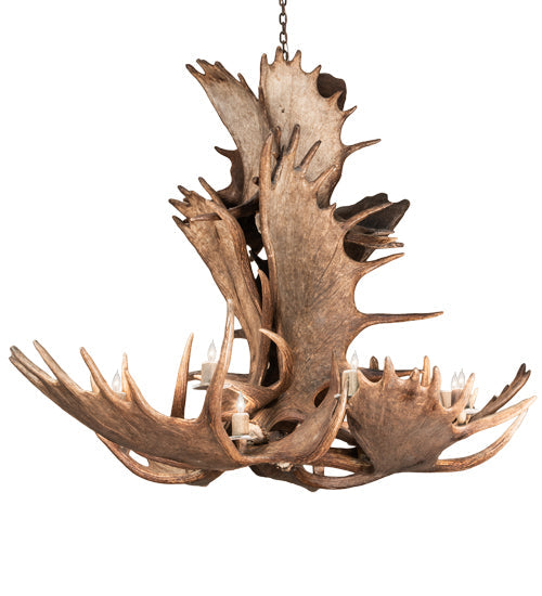 Meyda Lighting Antlers 64" 12-Light Mahogany Bronze Moose Chandelier