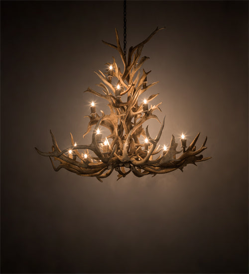 Meyda Lighting Antlers 65" 18-Light Antique Copper Elk Chandelier