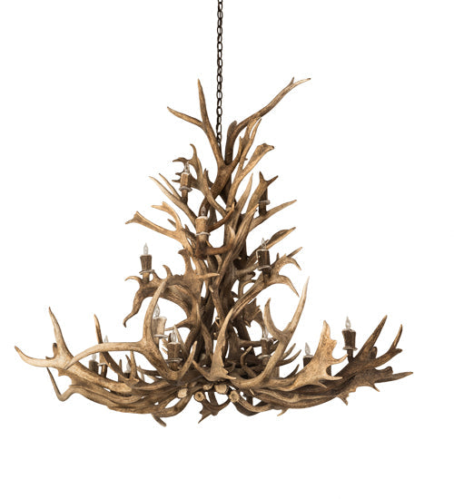 Meyda Lighting Antlers 65" 18-Light Antique Copper Elk Chandelier