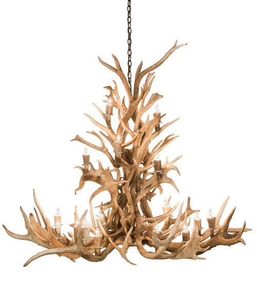 Meyda Lighting Antlers 65" 18-Light Antique Copper Elk Chandelier
