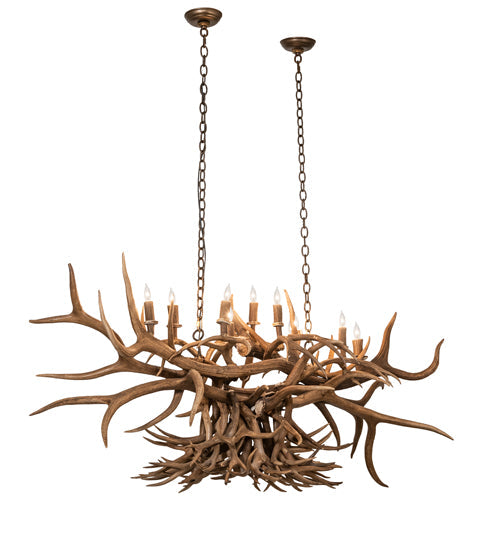 Meyda Lighting Antlers 66" 10-Light Antique Copper Chandelier