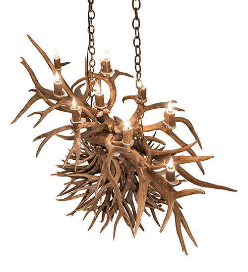Meyda Lighting Antlers 66" 10-Light Antique Copper Chandelier