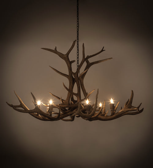 Meyda Lighting Antlers 66" 8-Light Antique Copper Elk Chandelier
