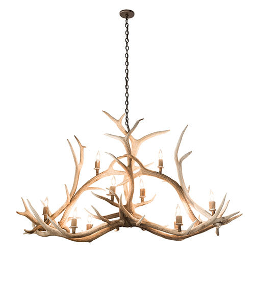 Meyda Lighting Antlers 67" 10-Light Antique Copper Elk Chandelier