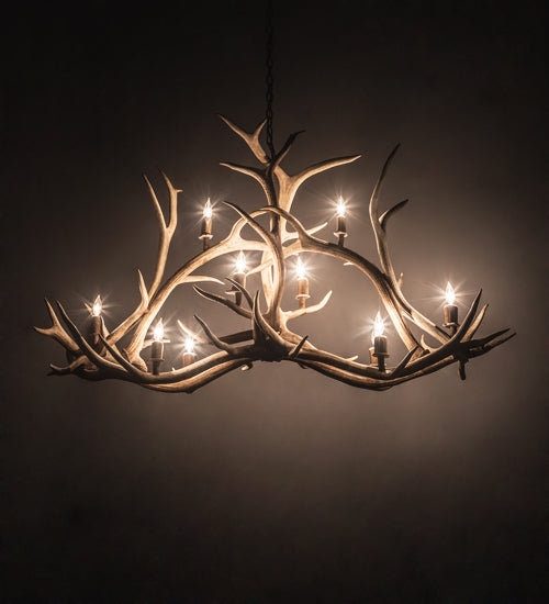 Meyda Lighting Antlers 67" 10-Light Antique Copper Elk Chandelier