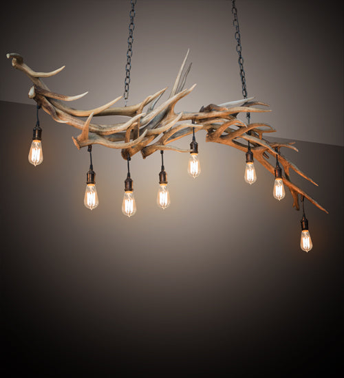 Meyda Lighting Antlers 69" 8-Light Mahogany Bronze Island Chandelier