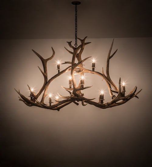 Meyda Lighting Antlers 70" 10-Light Antique Copper Elk Chandelier