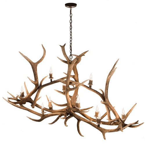Meyda Lighting Antlers 70" 10-Light Antique Copper Elk Chandelier