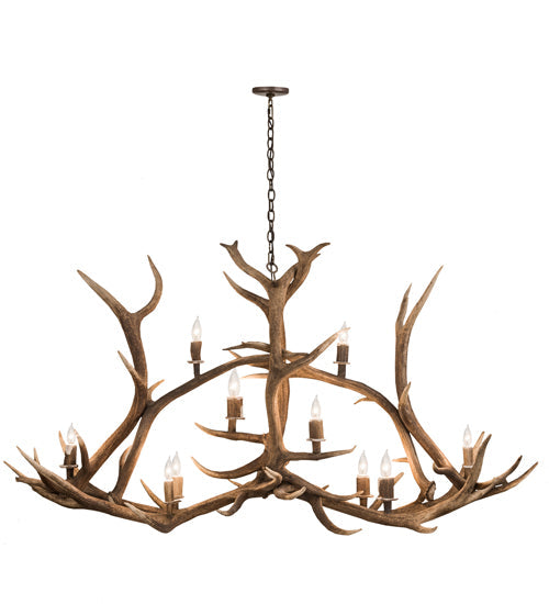 Meyda Lighting Antlers 70" 10-Light Antique Copper Elk Chandelier