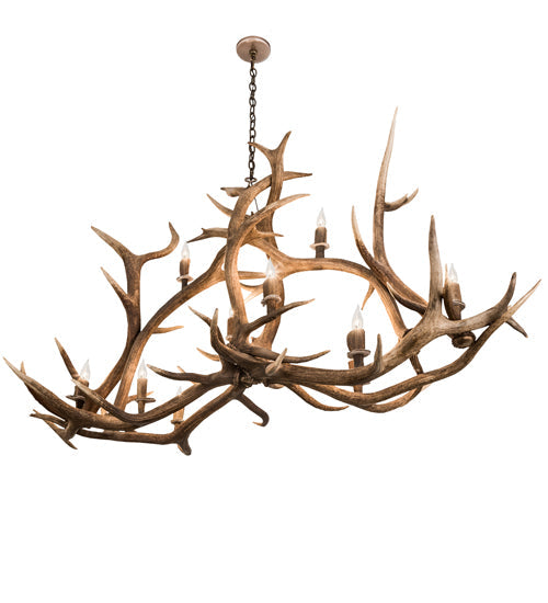 Meyda Lighting Antlers 70" 10-Light Antique Copper Elk Chandelier