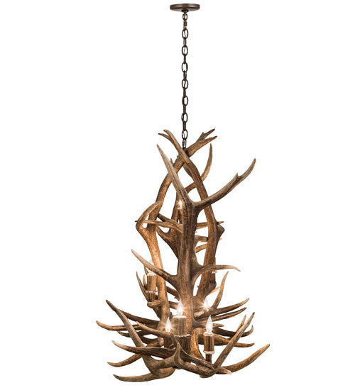 Meyda Lighting Antlers 70" 10-Light Antique Copper Elk Chandelier