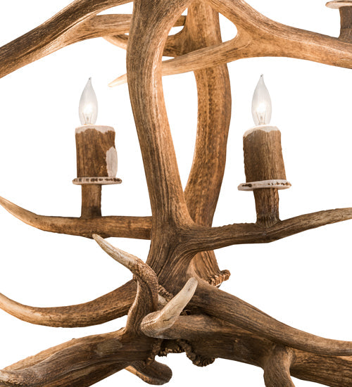 Meyda Lighting Antlers 70" 10-Light Antique Copper Elk Chandelier