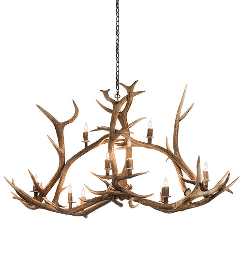 Meyda Lighting Antlers 70" 10-Light Antique Copper Elk Chandelier