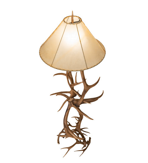 Meyda Lighting Antlers 71" Elk & Mule Deer Floor Lamp With Beige Shade