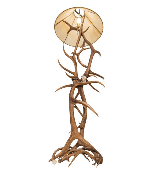 Meyda Lighting Antlers 71" Elk & Mule Deer Floor Lamp With Beige Shade