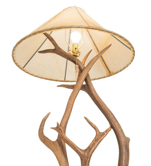 Meyda Lighting Antlers 71" Elk & Mule Deer Floor Lamp With Beige Shade