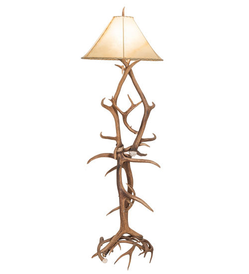 Meyda Lighting Antlers 71" Elk & Mule Deer Floor Lamp With Beige Shade