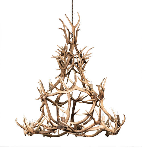 Meyda Lighting Antlers 72" 16-Light Mahogany Bronze Elk Chandelier