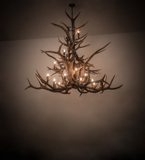 Meyda Lighting Antlers 72" 24-Light Antique Copper Elk Chandelier