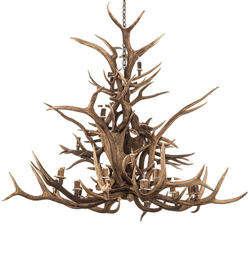 Meyda Lighting Antlers 72" 24-Light Antique Copper Elk Chandelier