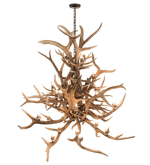 Meyda Lighting Antlers 72" 24-Light Antique Copper Elk Chandelier