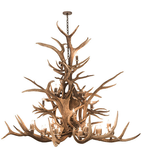 Meyda Lighting Antlers 72" 24-Light Antique Copper Elk Chandelier