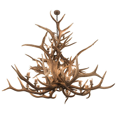 Meyda Lighting Antlers 72" 24-Light Antique Copper Elk Chandelier