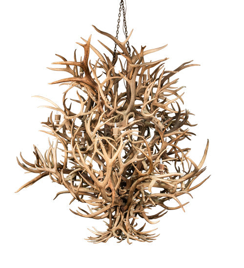 Meyda Lighting Antlers 84" 16-Light Mahogany Bronze & Deer Antlers Chandelier