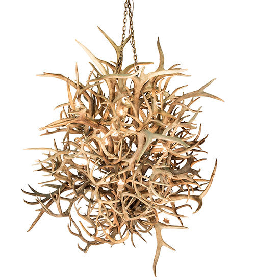 Meyda Lighting Antlers 84" 16-Light Mahogany Bronze & Deer Antlers Chandelier