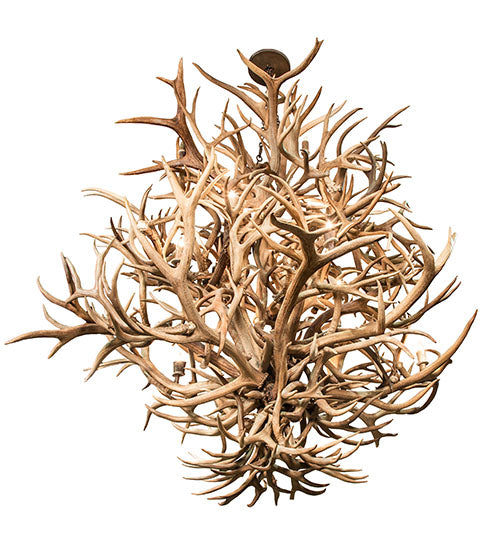 Meyda Lighting Antlers 84" 16-Light Mahogany Bronze & Deer Antlers Chandelier