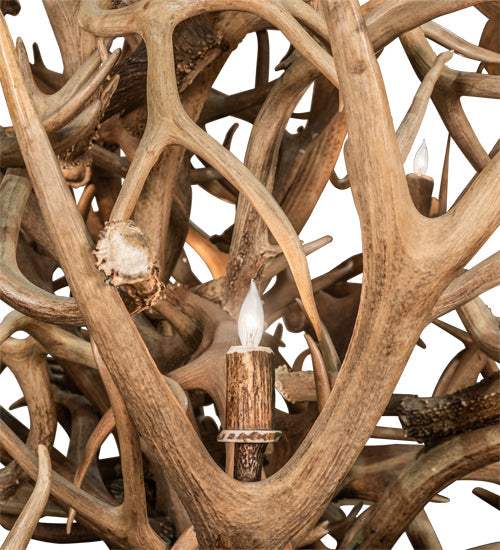Meyda Lighting Antlers 84" 16-Light Mahogany Bronze & Deer Antlers Chandelier