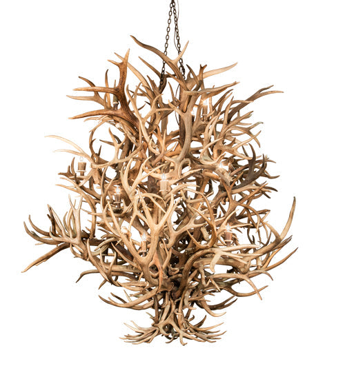Meyda Lighting Antlers 84" 16-Light Mahogany Bronze & Deer Antlers Chandelier