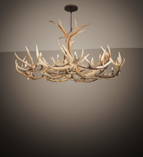 Meyda Lighting Antlers 84" 18-Light Antique Copper Elk & Mule Deer Chandelier