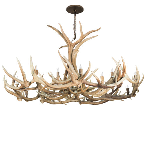 Meyda Lighting Antlers 84" 18-Light Antique Copper Elk & Mule Deer Chandelier