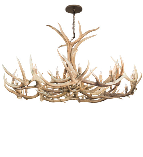 Meyda Lighting Antlers 84" 18-Light Antique Copper Elk & Mule Deer Chandelier
