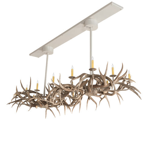 Meyda Lighting Antlers 84" 20-Light Beige Satin Chandelier With Ivory Faux Candlelight