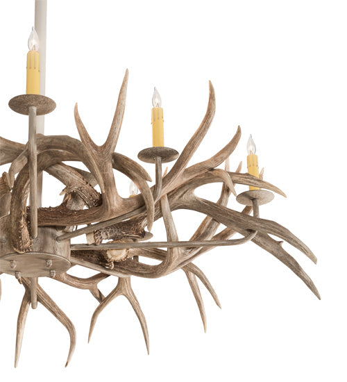 Meyda Lighting Antlers 84" 20-Light Beige Satin Chandelier With Ivory Faux Candlelight