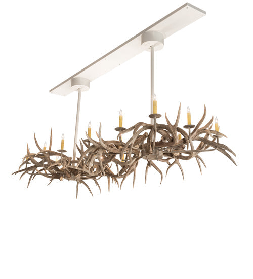 Meyda Lighting Antlers 84" 20-Light Beige Satin Chandelier With Ivory Faux Candlelight