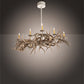 Meyda Lighting Antlers 84" 8-Light Beige Satin Elk Chandelier With Ivory Faux Candlelight