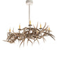 Meyda Lighting Antlers 84" 8-Light Beige Satin Elk Chandelier With Ivory Faux Candlelight