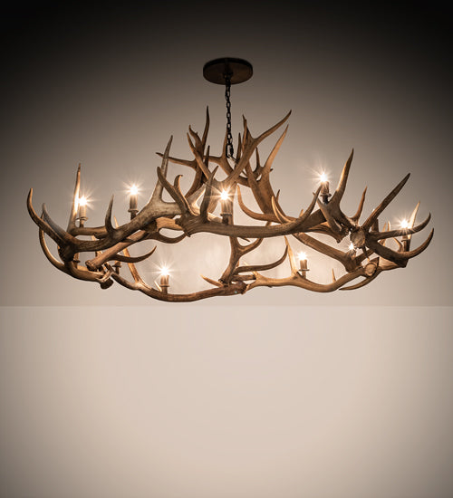 Meyda Lighting Antlers 85" 12-Light Antique Copper Chandelier