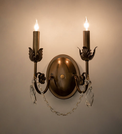 Meyda Lighting Antonia 10" 2-Light Antique Copper Wall Sconce