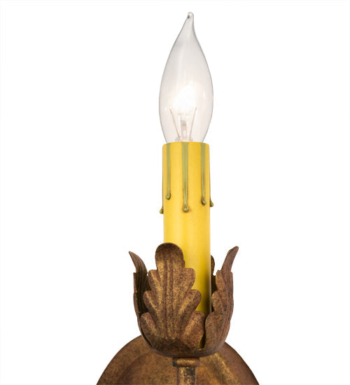 Meyda Lighting Antonia 10" 2-Light Autumn Leaf Wall Sconce With Amber Faux Candlelight
