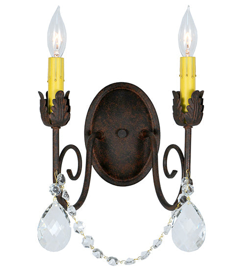 Meyda Lighting Antonia 10" 2-Light Cajun Spice Wall Sconce With Ivory Faux Candlelight
