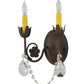 Meyda Lighting Antonia 10" 2-Light Rusty Nail Wall Sconce With Faux Candlelight