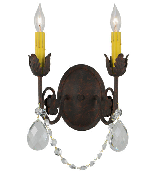 Meyda Lighting Antonia 10" 2-Light Rusty Nail Wall Sconce With Faux Candlelight