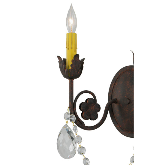 Meyda Lighting Antonia 10" 2-Light Rusty Nail Wall Sconce With Faux Candlelight