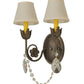 Meyda Lighting Antonia 12" 2-Light Antiquity Wall Sconce With Beige Natural Linen Shade